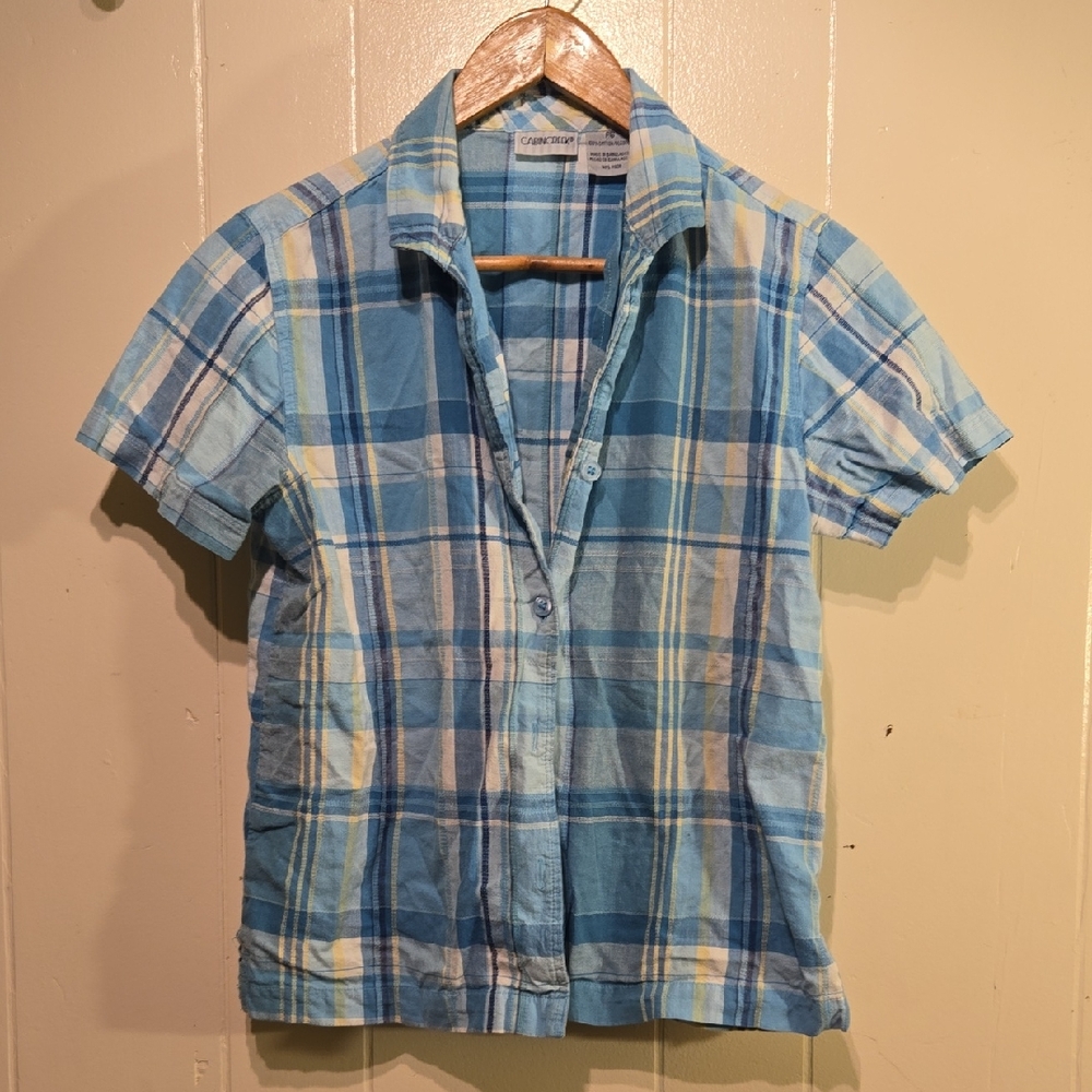 Cabin Creek Light Blue Plaid Button Down Shirt